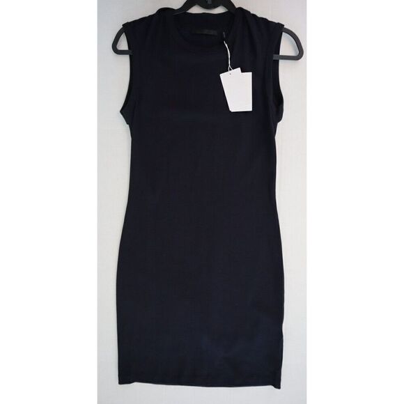 Helmut Lang J04HW608 Women's Sz Medium Ink Blue Neck Drape Jersey Dress - Picture 12 of 13